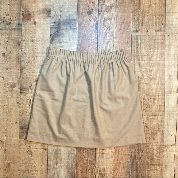 J.Crew Camel Tan Wool Blend Elastic Waist Mini Skirt Pockets Size 8 95435‎ FA17 - Picture 2 of 7
